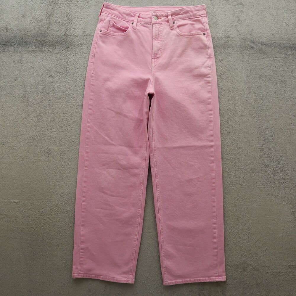 Old Navy Jeans Women's Size 6 Pink Extra High-Rise Ski-Hi Wide-Leg 30" Inseam